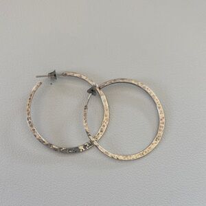 Hammered Silver Hoop Earrings